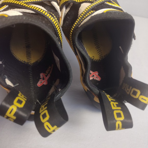 La Sportiva Solution Climbing Shoes Men8.5 Yellow Black Bouldering 41 Made Italy - Picture 5 of 10